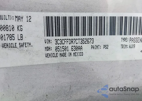 2012 Fiat 500C Pop from USA, damaged, VIN 3C3CFFDR7CT352673